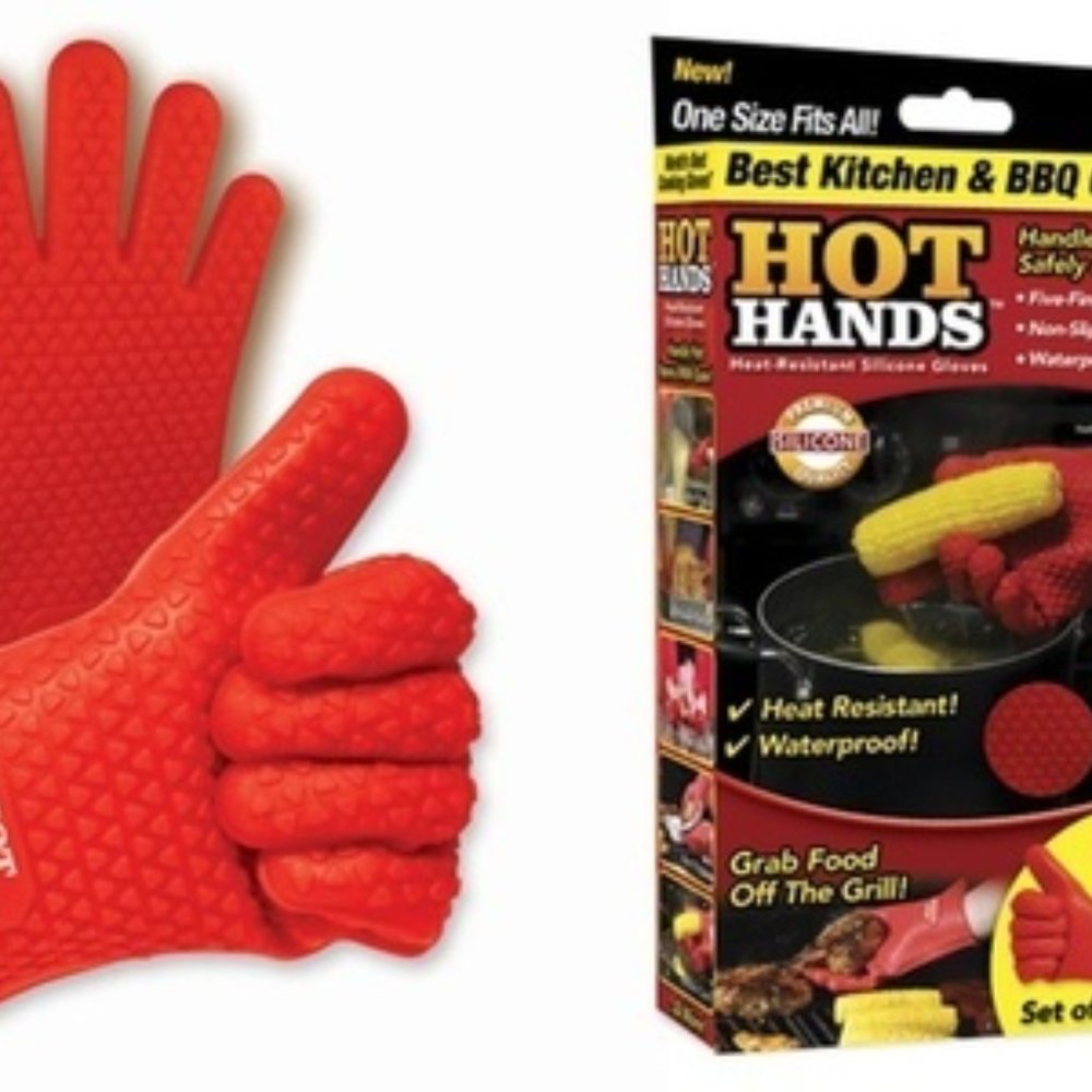 Ontel Hot Hands Heat Resistant Silicone Gloves RED